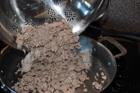 Drained Meat Back In Pan